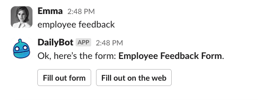 Iniciando un formulario en el chat de Dailybot