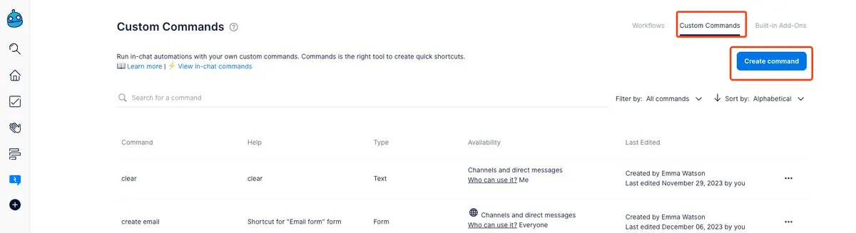 Creando un comando de activación de formulario en Dailybot