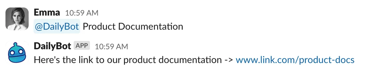 Comando en acción en el chat