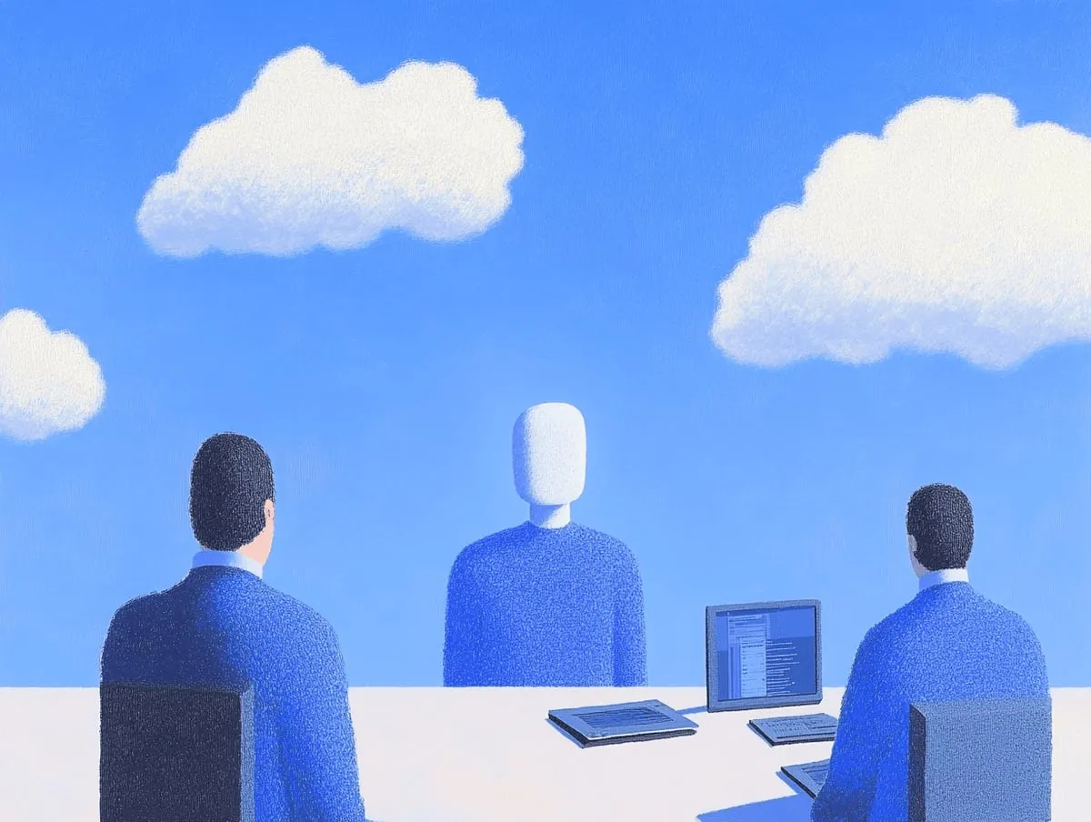 Three teammates reviewing an AI system during a staged product rollout.
