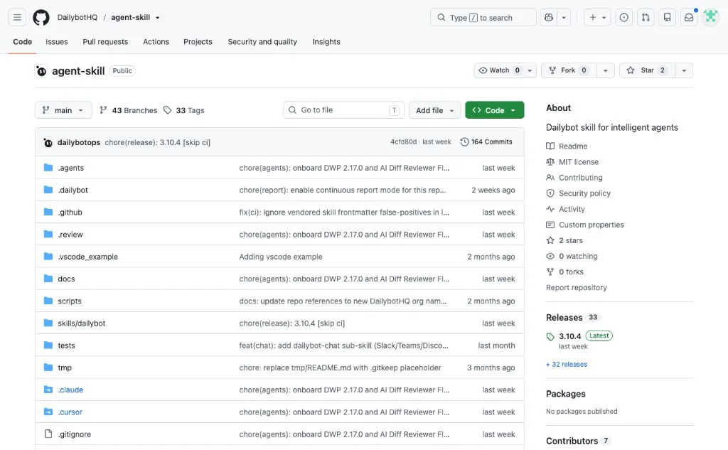 Dailybot Agent Skill Pack on GitHub